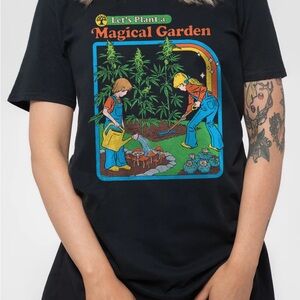 Black Steven Rhodes "Magical Garden" graphic T-shirt